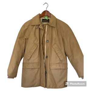 Vintage Eddie Bauer Goose Down Nylon Women's Chore Coat Jacket Tan L Large